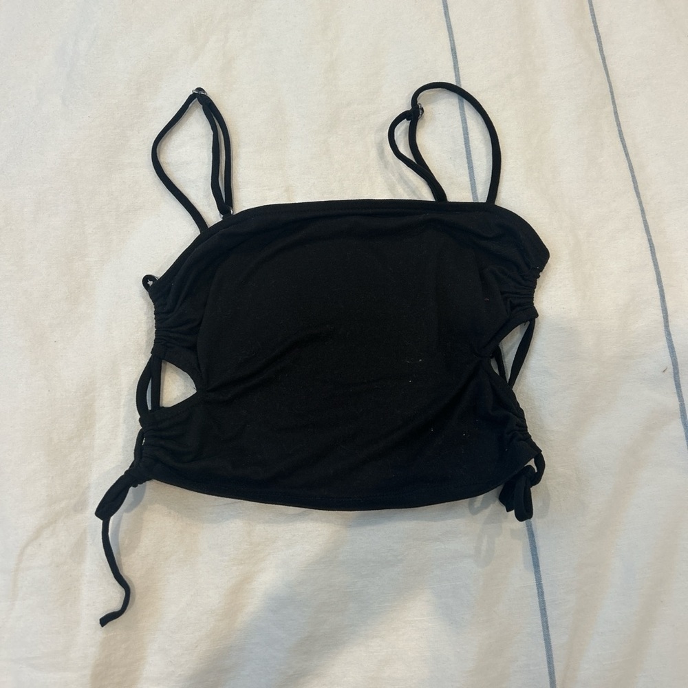 Black Strappy Crop Top